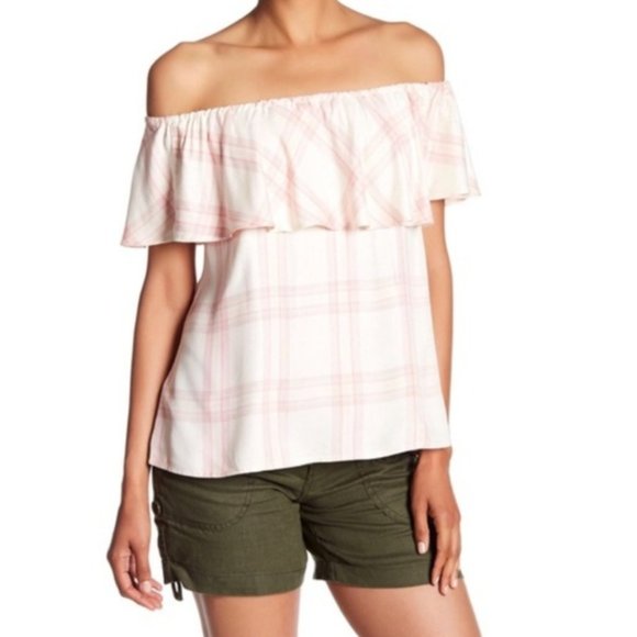 Sanctuary Pink Plaid Ruffle Top Missa Anthro Boho - Picture 5 of 5